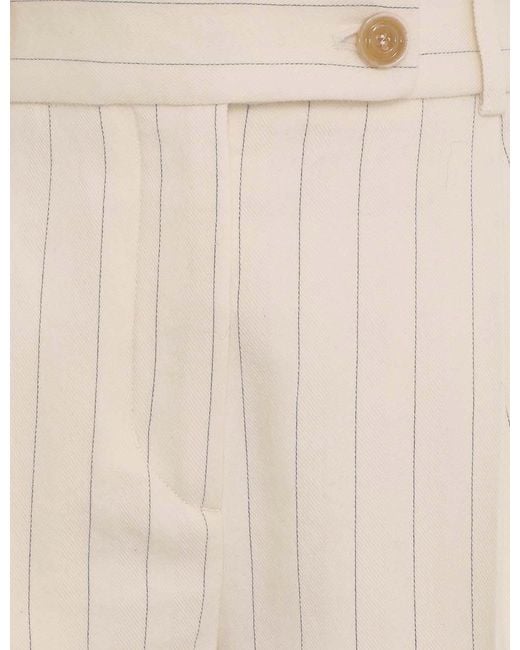 Zimmermann White Pinstriped Pleated Trousers