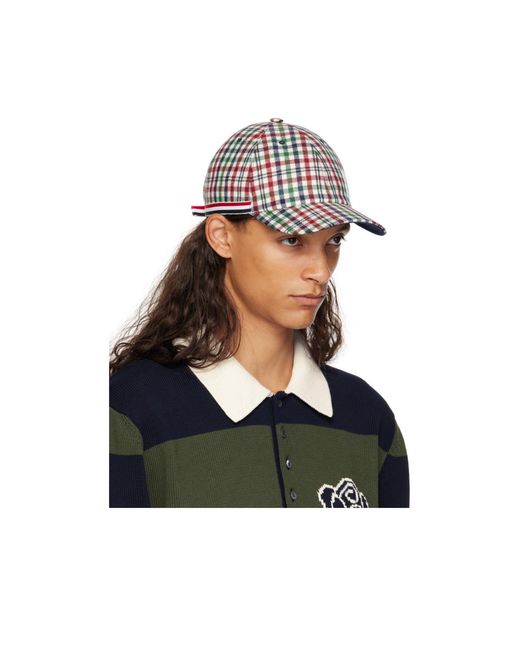 Thom Browne White Checked Cap for men