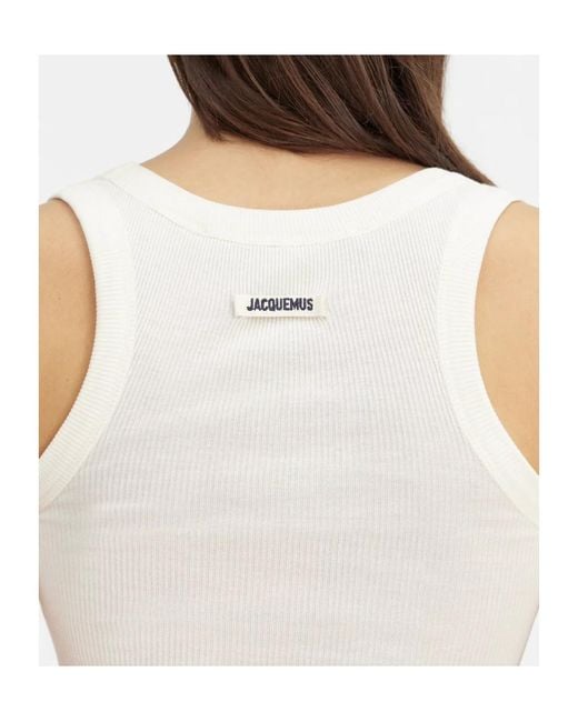 Jacquemus White Ribbed Tank Top