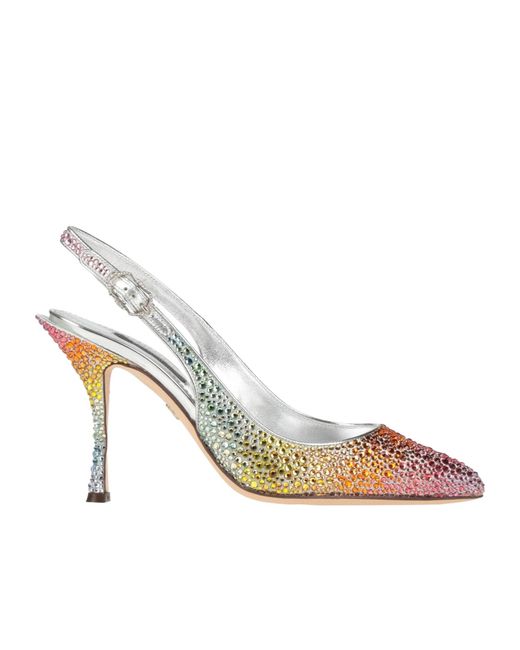 Dolce & Gabbana Metallic Colored Leather Mid-Heel Shoes
