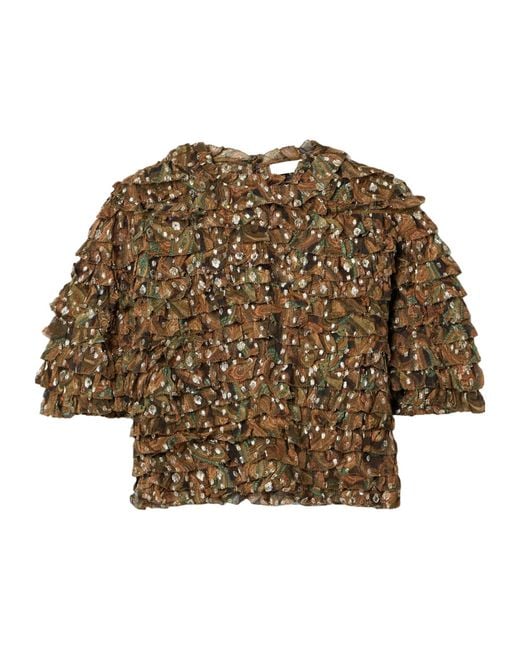 Ulla Johnson Brown Ruffled Shirt