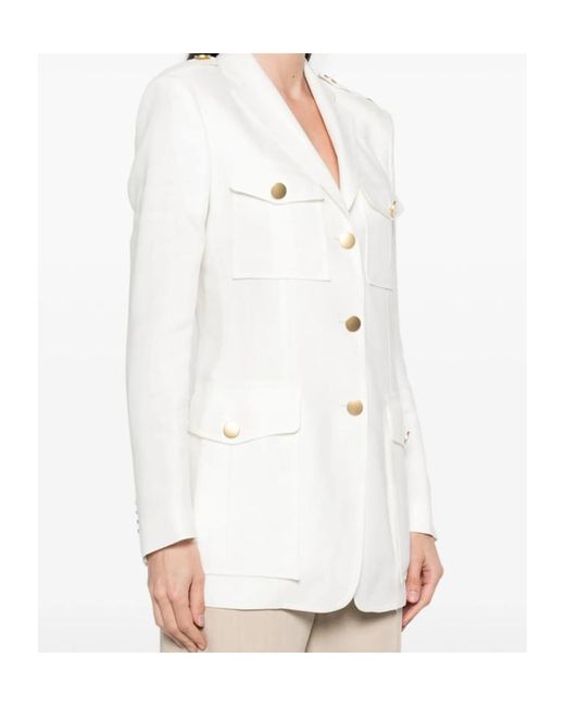 Tagliatore White Long Sleeve Casual Jacket