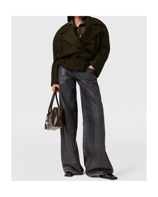 Stella McCartney Black Cropped Belted Trench Jacket