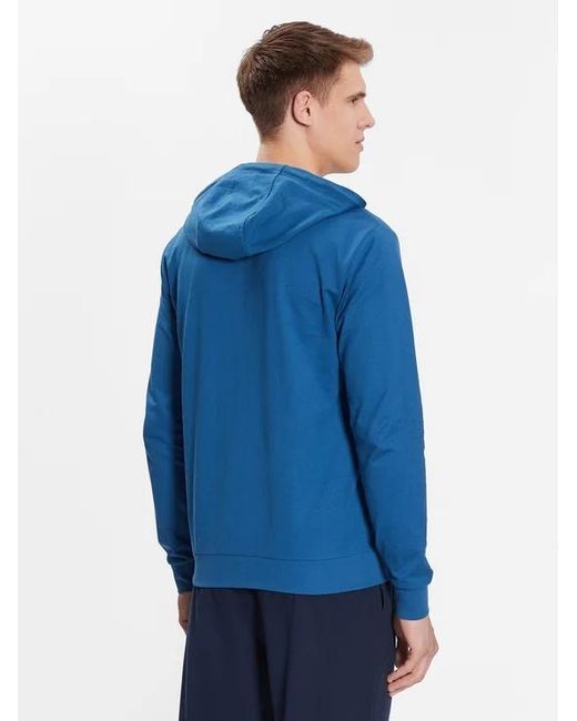 EA7 Blue Hooded Zipper Sweater for men