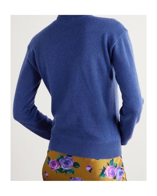 Saint Laurent Blue Roll Neck Straight Hem Jumper