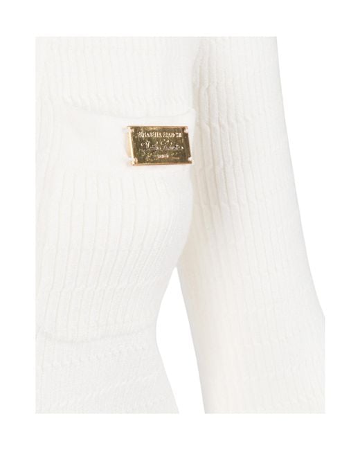 Elisabetta Franchi White V-Neck Slim-Fit Dress