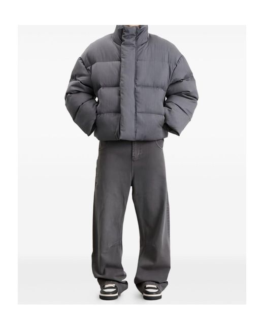 Entire studios Gray Stand Collar Down Jacket for men