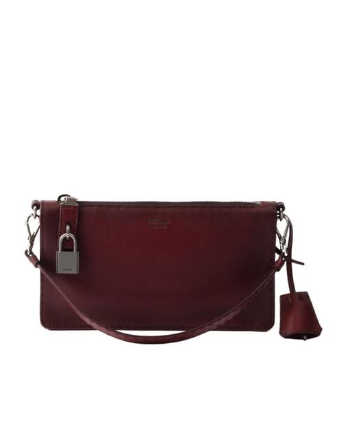 Prada Purple Antiqued Leather Pouch for men