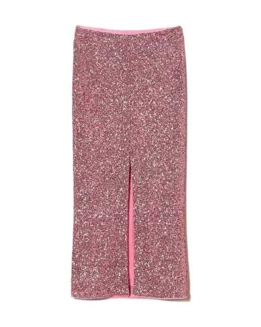 Twinset Purple Sequin-Embellished Split Maxi Skirt