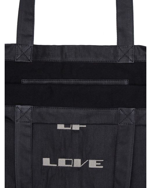 Rick Owens Black Temple Of Love Tote Bag for men