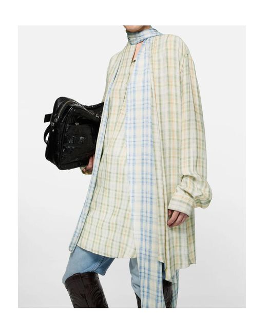 Acne White Check Tunic Dress