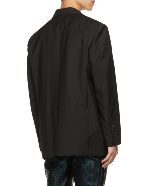 we11done Black Logo-Patch Long Sleeved Oversized Blazer for men
