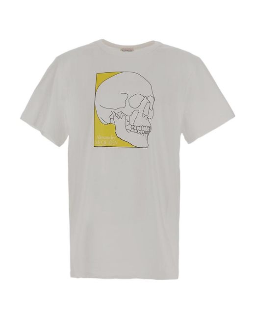 McQueen Gray Graphic Printed Crewneck T-Shirt for men