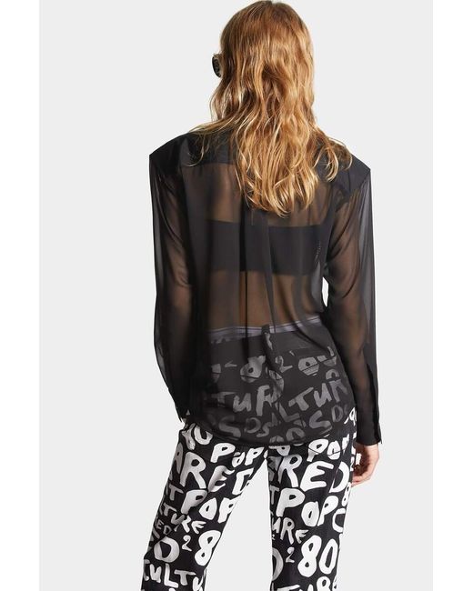 DSquared² Black Fringed Long-Sleeved Shirt