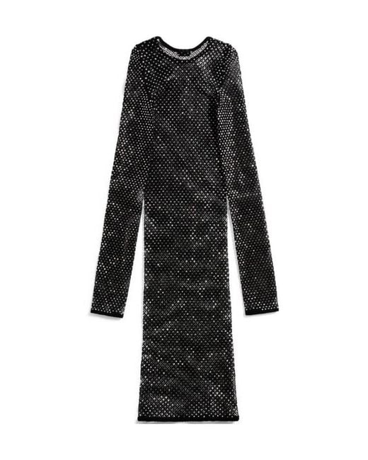 Balenciaga Black Rhinestone Embellishment Mini Dress