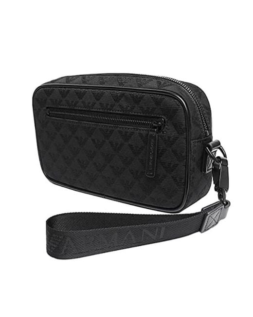 Emporio Armani Black All-Over Jacquard Wash Bag for men