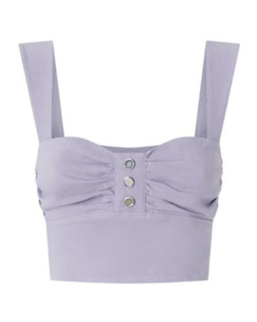 Pinko Purple Ruched-Detail Cropped Top