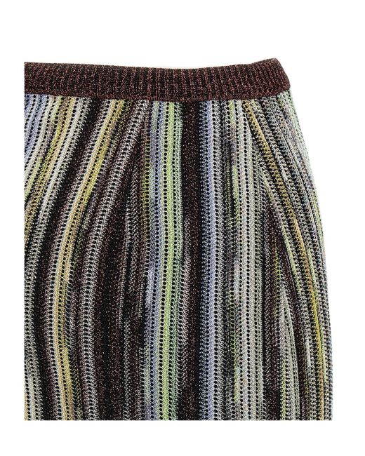 Missoni Black Striped Side Buttoned Mini Skirt