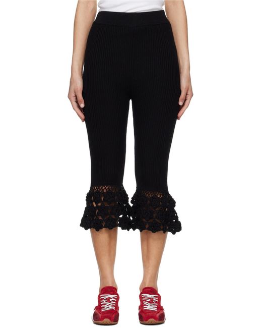 Ganni Black Crocheted Hem Knitted Trousers