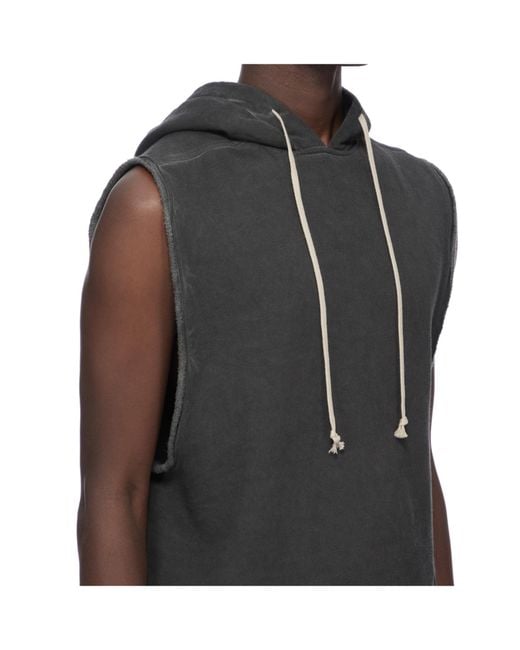 Rick Owens Black Sleeveless Sweatshirt for men