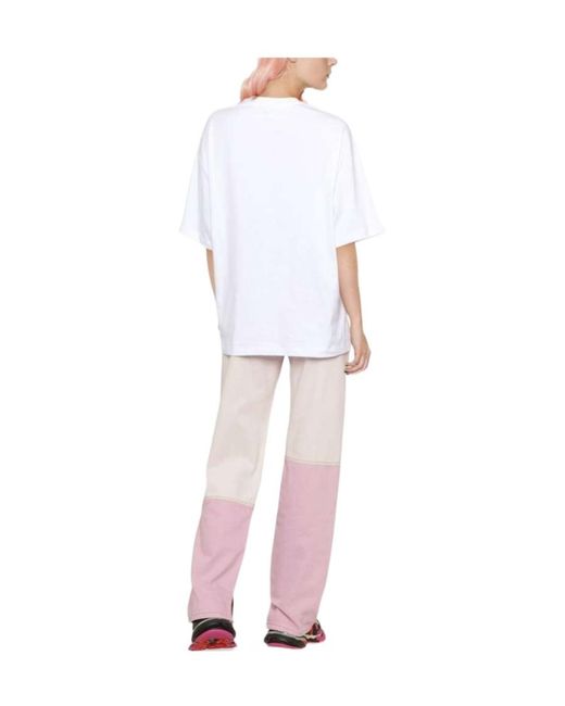 MSGM White Logo-Print Detail T-Shirt