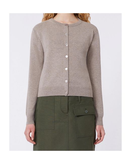 Weekend by Maxmara Gray Crew-Neck Cardigan