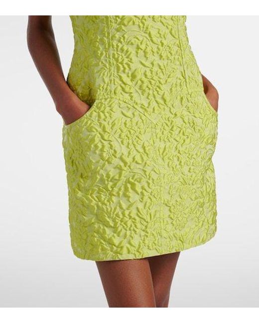 Emilia Wickstead Green Eliezer Floral Cloque Minidress