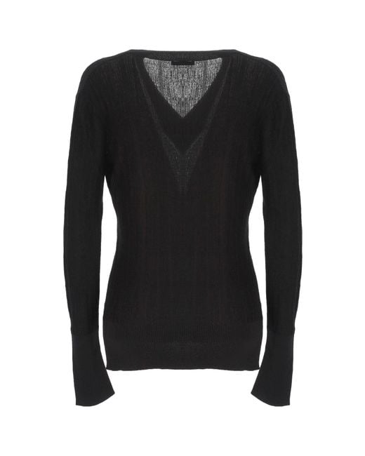Joseph Black Ribbed-Knit V-Neck Top