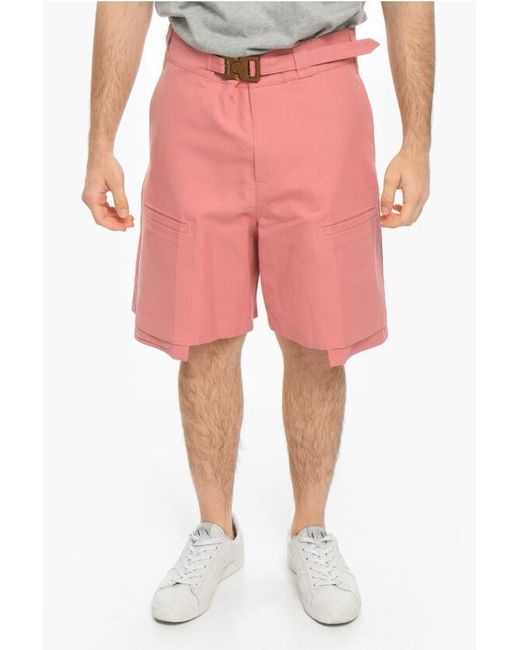 Dior Red Homme Buckle Cargo Shorts for men