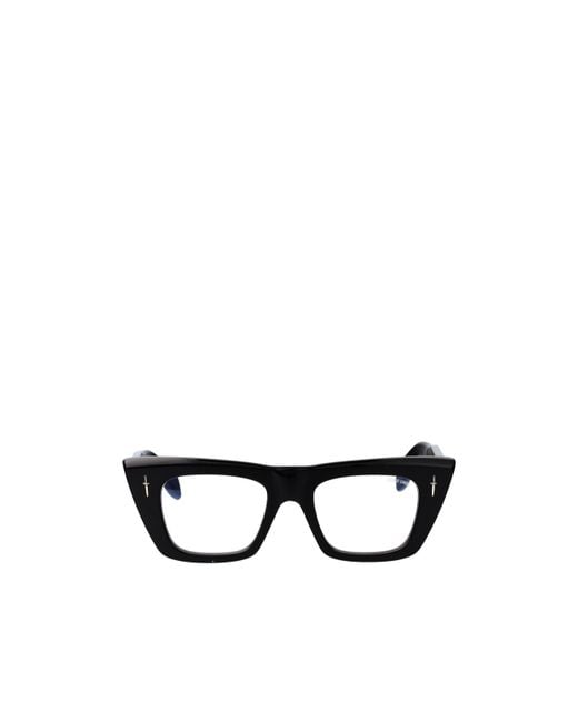 Cutler & Gross White Cat-Eye Acetate Glasses for men