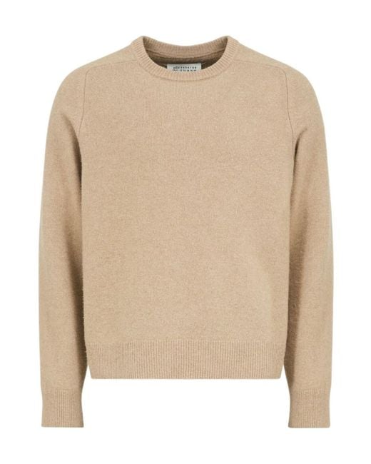 Maison Margiela Natural Long Sleeved Crewneck Jumper for men