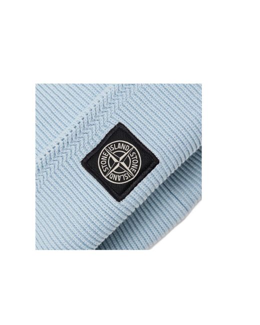 Stone Island Blue Patch Beanie for men