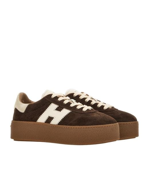 Hogan Brown Side H Patch Sneakers