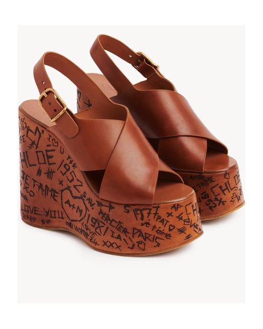 Chloé Brown Maxime Wedge Sandals