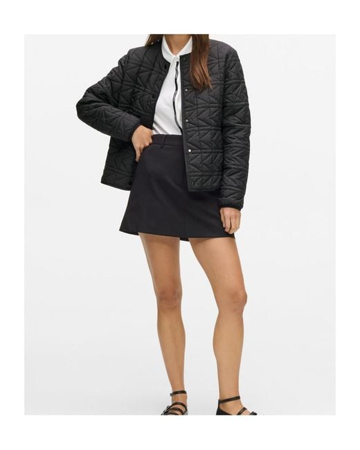 Karl Lagerfeld Black Logo-Embroidered Quilted Jacket