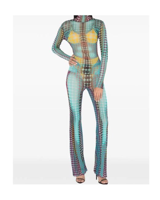 Jean Paul Gaultier Blue High-Neck Stretch Top