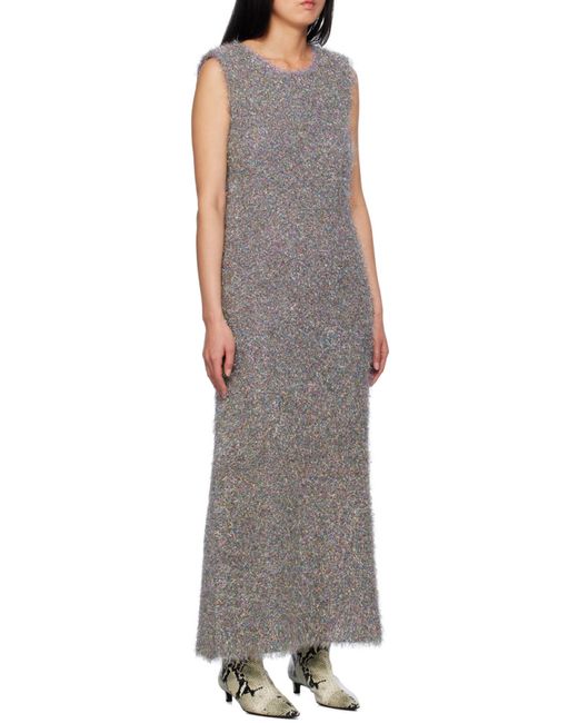 Jil Sander Gray Glitter-Embellished Sleeveless Dress