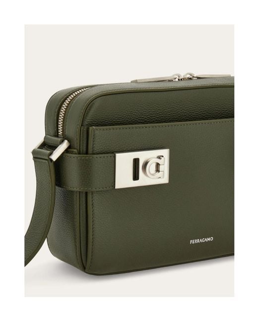 Ferragamo Green Hug Buckle Messenger Bag for men