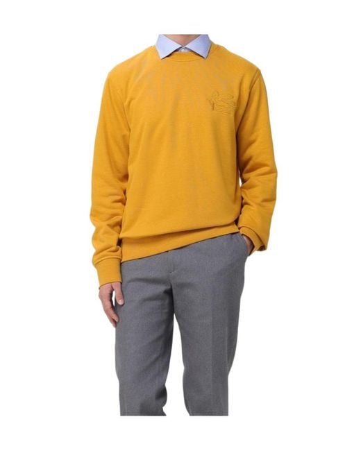 Etro Yellow Crew Neck Sweatshirt for men