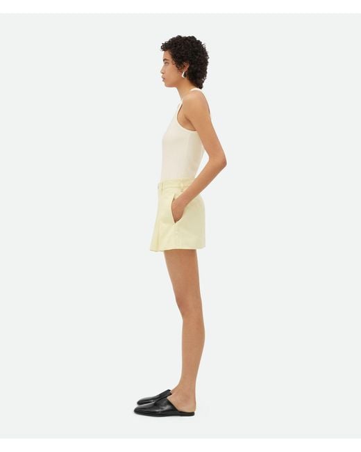 Bottega Veneta Yellow Wash Denim Pleated Mini Skirt