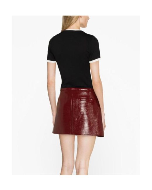 Courreges Black Short-Sleeved Hollow T-Shirt