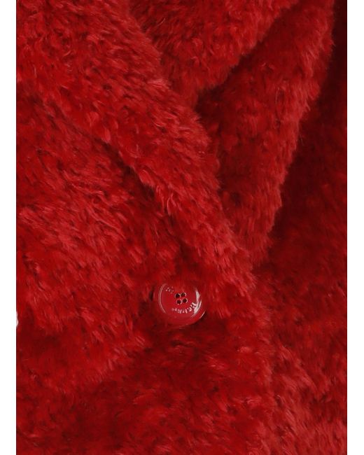 Herno Red Cropped Fur Jacket