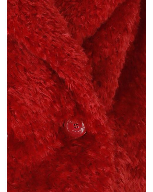 Herno Red Cropped Fur Jacket