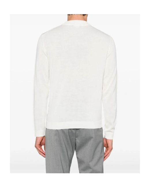 Roberto Collina White Long Sleeve Ribbed Sweater for men