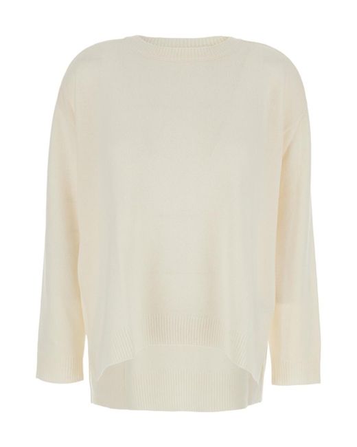 P.A.R.O.S.H. White P.A.R.O..H. Asymmetric Hem Wool Sweater