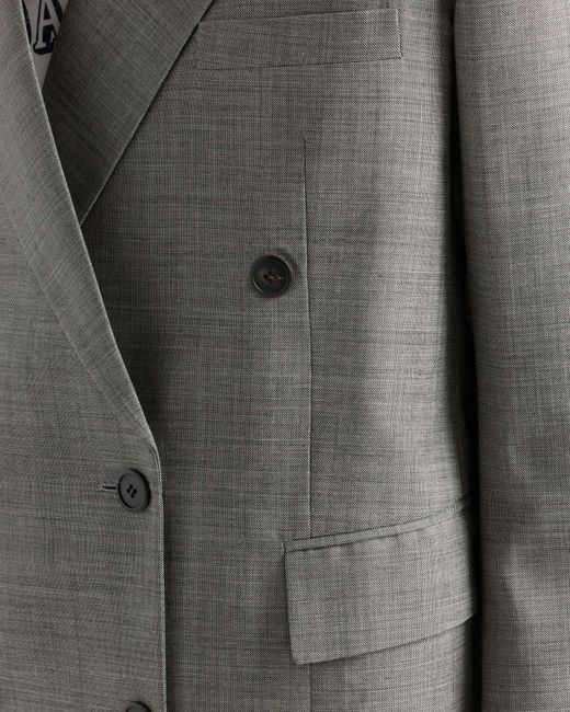 Prada Gray Double-Breasted Tailored Blazer