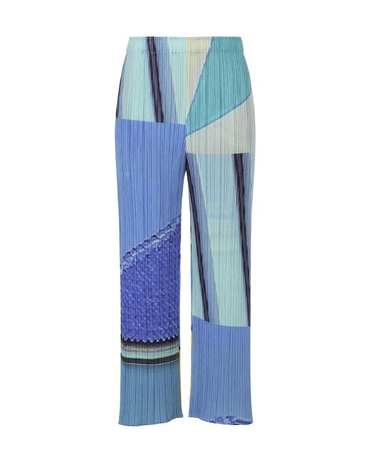 Pleats Please Issey Miyake Blue Pleats Please Issey Miyake City Collage Pleated Pants