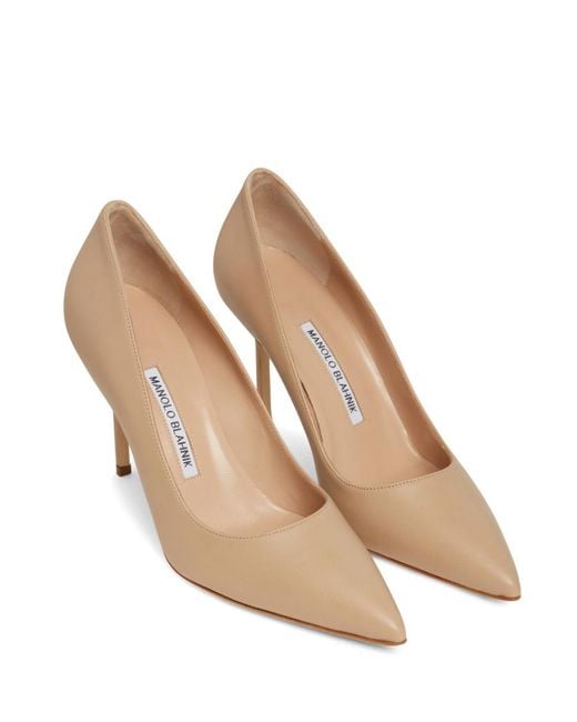 Manolo Blahnik Natural Logo High Heels