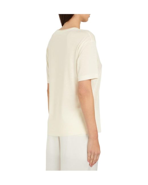 Totême  White Scoop-Neck Cotton And Silkblend T-Shirt