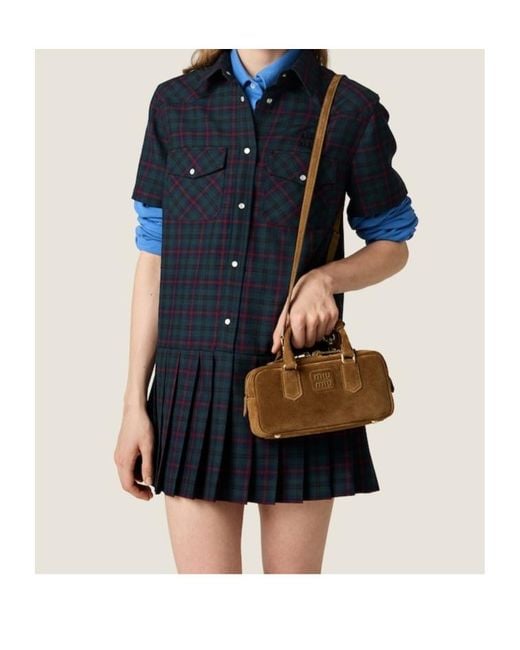 Miu Miu Brown Arcadie Padded Suede Top-Handle Bag